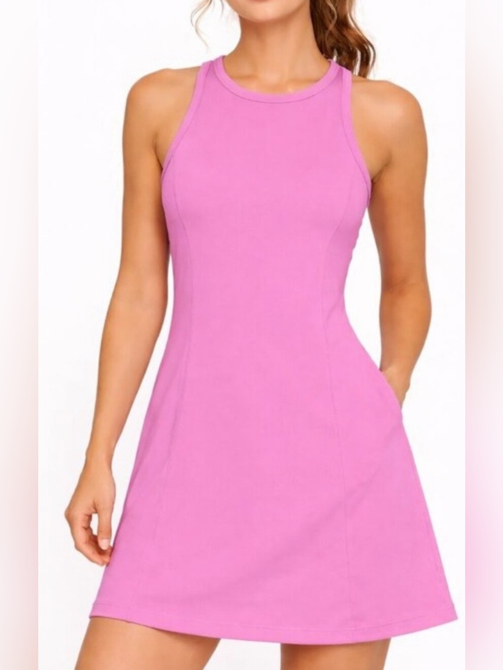 Bandier Apertif Sport Rib Dress Off White S